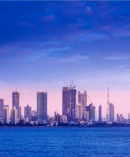 City scape from the water during sun set