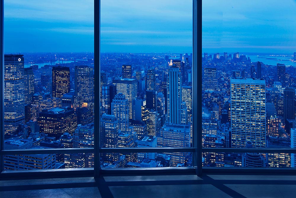 skyscraper overlooking city