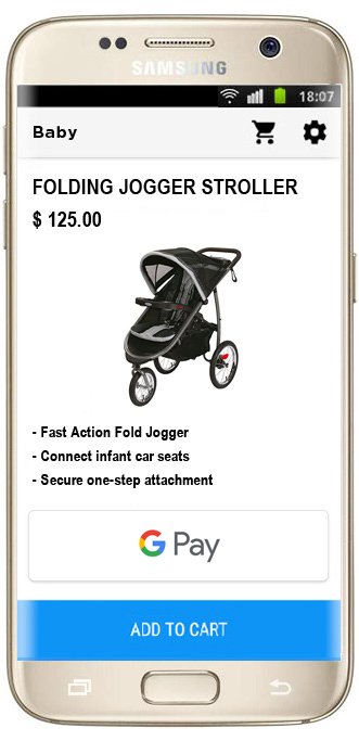 A buyer found a stroller that they want to buy online on their mobile device