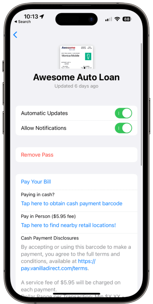 auto wallet back