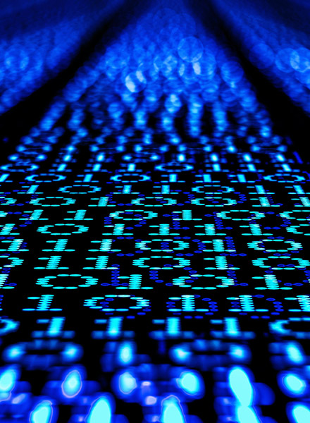 A close up digital rendering of binary code.