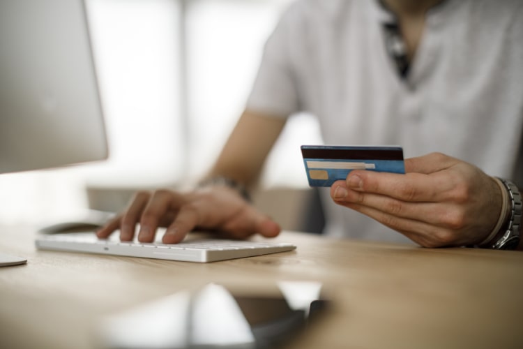 Man making online purchase