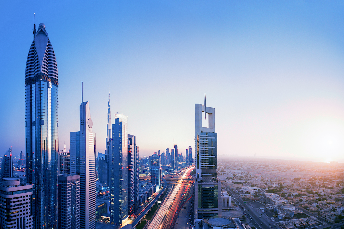 High angle cityscape of Dubai
