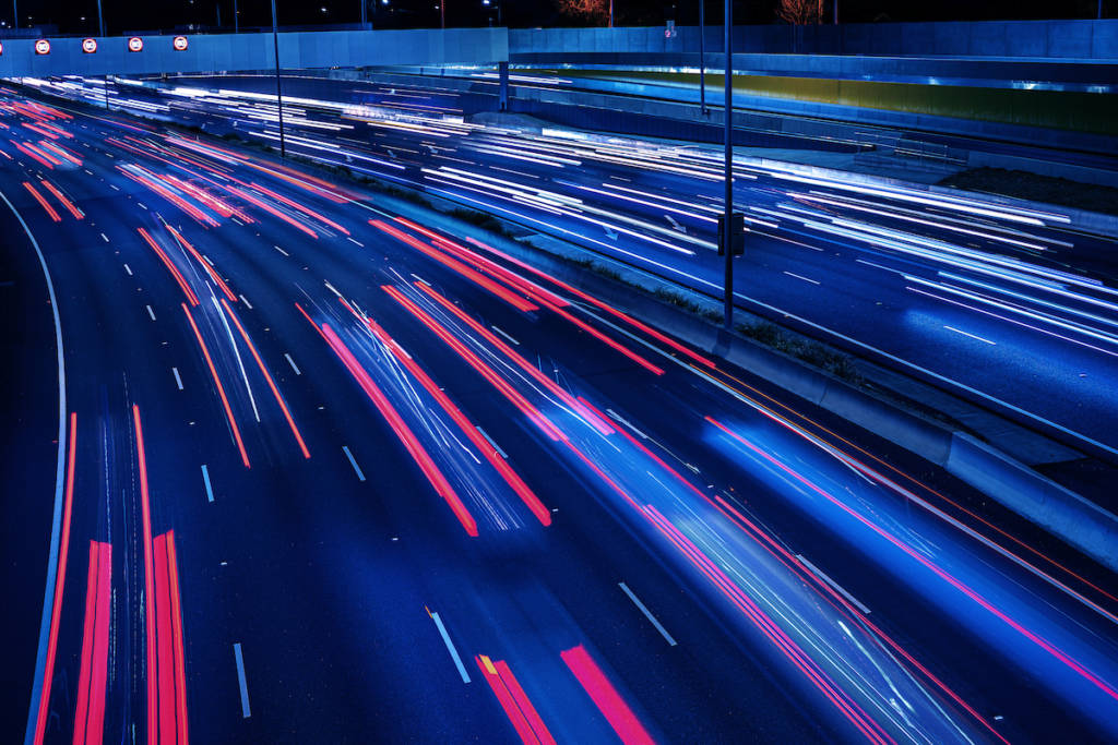 Long exposure of a freeway at night