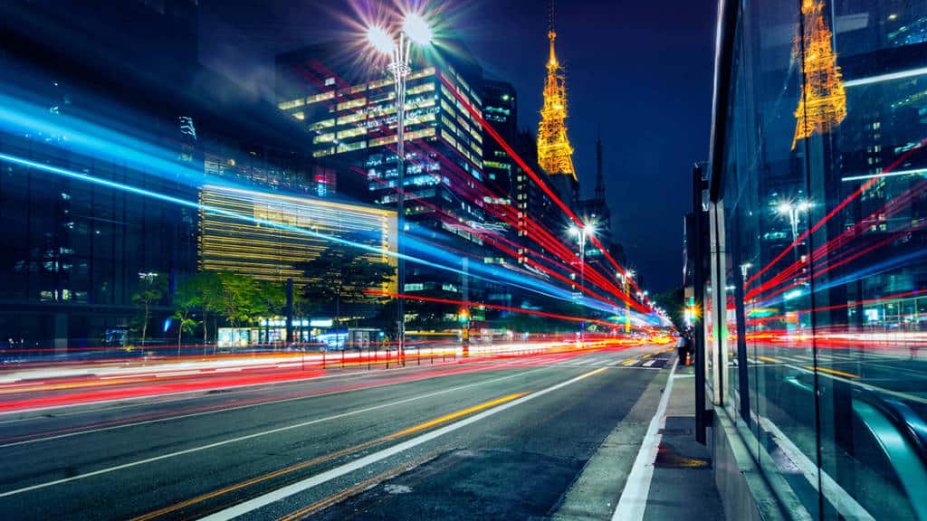 Timelapse lights at night in city