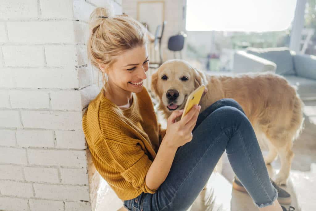 Woman buying something on mobile device