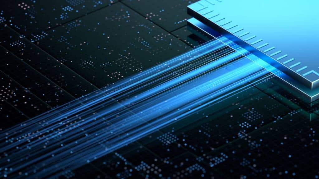 AI-powered digital payment processing technology with data streams and futuristic interface.