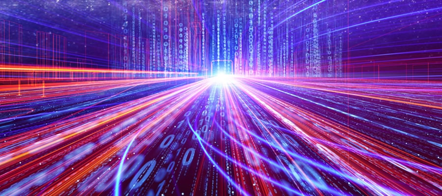 Illustrated network of lights and numbers