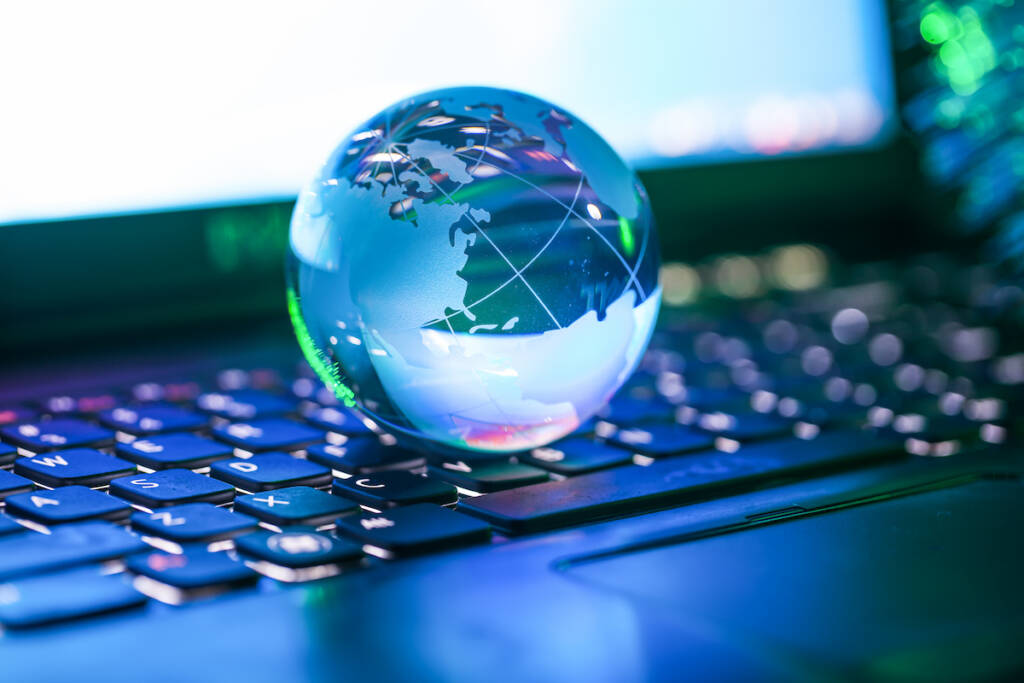Transparent globe on a keyboard