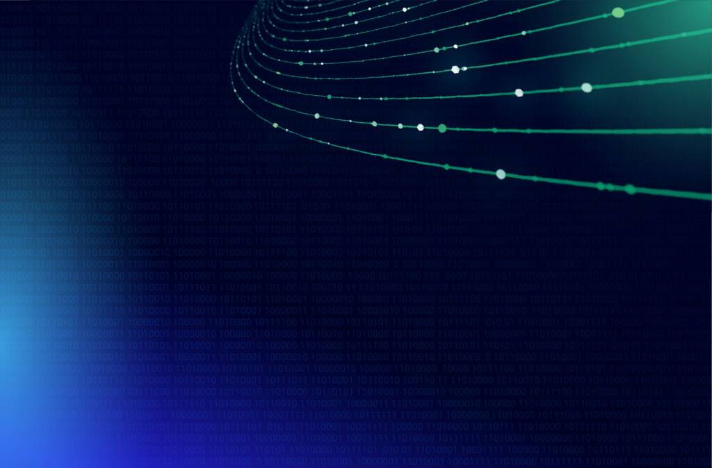 AI-powered financial technology network with interconnected data points and digital lines.